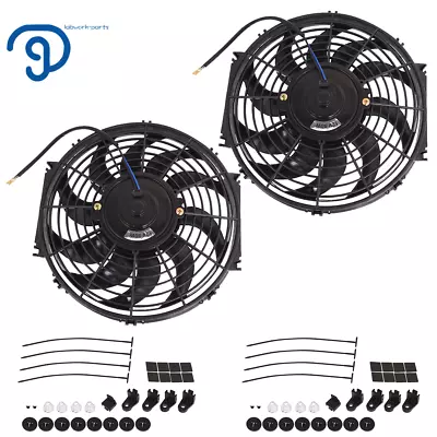 2x 12  Inch Slim Fan Push Pull Electric Radiator Cooling 12V Mount Kit Universal • $32.45