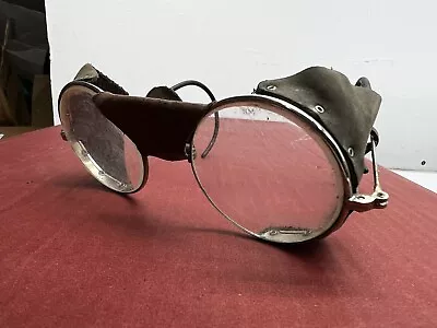 Vintage Leather Side Shield Folding Safety Goggles Motorcycle Steampunk • $75