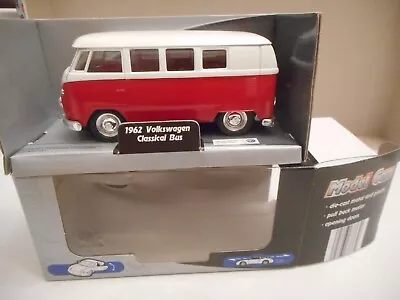 Welly Model Cars 1962 Volkswagen Classical Bus Red/White + Box With LGA Tested • £7