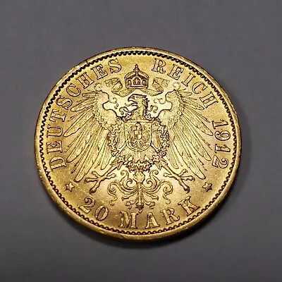 1912-A German States Prussia 20 Mark Gold Coin - KM521 - .2305 AGW - SKU-G3096 • $795