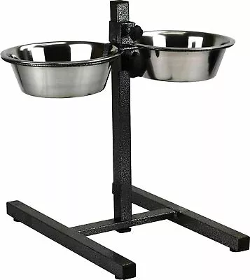£11.99 • Buy Double Diner Dog Bowls Raised Food Water Feeding Dishes Adjustable Stand