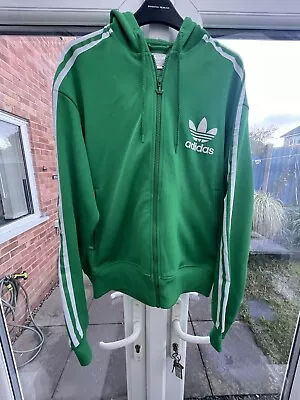 Adidas Original Sport Mens Green Zipper Hoody Zip Hoodie Size L • £20