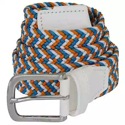 J Lindeberg Men's Bubba Elastic Belt GMAC09130 White Multi 90 Cm/ 32-33 NEW NWT • $39.99