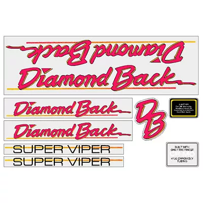 Diamond Back - 1986 Super Viper - For Chrome Frame Decal Set - Old School Bmx • $71.50