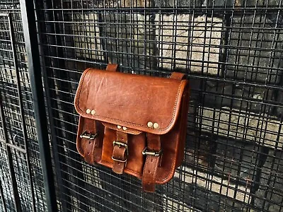 Motocycle Genuine Leather Saddle Bag Shoulder Sling Satchel Messenger Tote Bike • $49