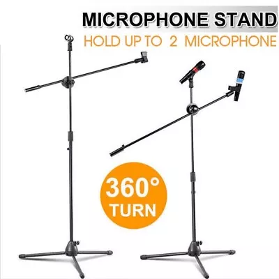 Adjustable Microphone Stand Boom Arm Holder & Mic Clip Stage Studio Party Tripod • £11.99