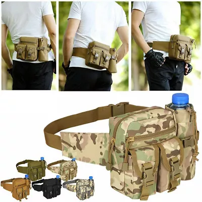 Tactical Waist Bag Fanny Hip Belt Pack Kettle Water Bottle Pocket Outdoor Bag • $21.99