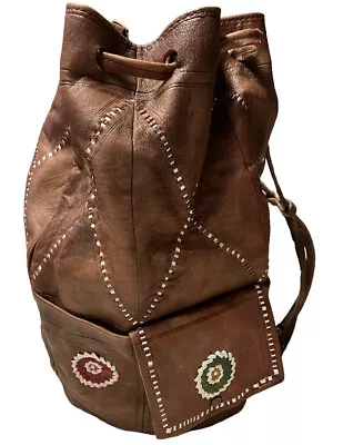 M’dina Hand Crafted Moroccan Hyde Bucket Bag Backpack See Pics For Detail Descr • $69.99