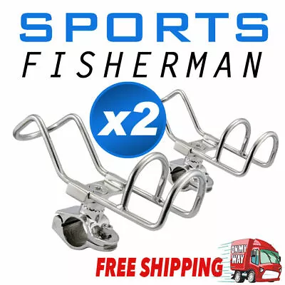 2x Quality 316 Stainless Steel Rod Holder RAIL Mount Wire Fishing Boat 360 Degre • $35.95