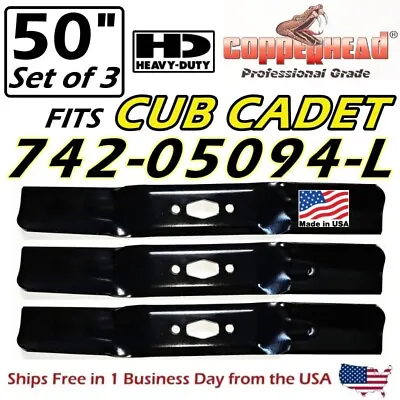 Copperhead 3-pk 50  Mtd Cub Cadet Blades 742p05094 742-05094-l Fits  S  Spindle • $46.95
