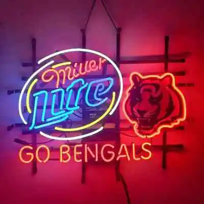 Miller Lite Cincinnati Bengals Neon Sign 19 X15  Lamp Beer Bar Pub Wall Decor • $138.84