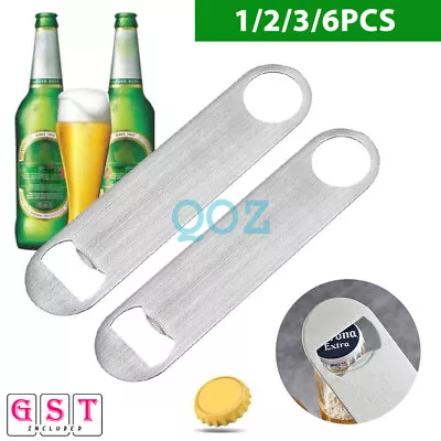 6x Speed Bottle Opener Stainless Steel Flat Bar Blade Cap Remover Can Beer Drink • $4.60