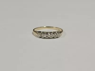 14k Vintage 5 Stone Old Mine Cut Diamonds Ladies Yellow Gold Ring Size 7 • $370