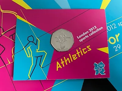 New Athletics 50p Coin London Olympics 2011 2012 BUNC On Card • £6.95