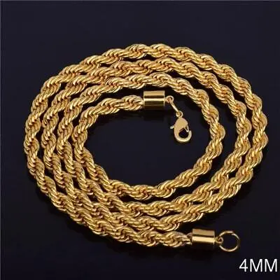 2024 Hot Sale Retail Long Gold-color Man Necklace 4mm 1618202224262830 • $24.99