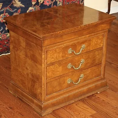 Henredon Charles X Collection Burled Walnut Nightstand  • $595