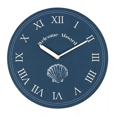 Wall Clock Classic 28cm Welcome Aboard Nautical Décor Ideal For Home Or Office • £13.49