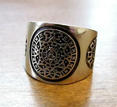 Handcrafted Solid 925 Sterling Silver Men's AZTEC / MAYAN CALENDAR Ring  • $30.76