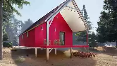 Architectural Plan Set For A Custom Designed 20x39 Steel Cabin On Piers • $997