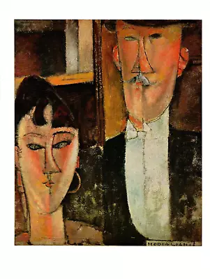 1970 Vintage MODIGLIANI  BRIDE AND GROOM (LES MARIES)  COLOR Offset Lithograph • $7.20