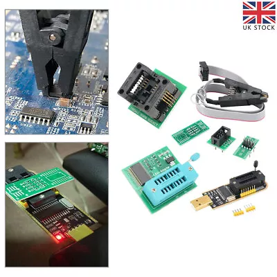 Usb Ch341a Bios Eeprom Programmer+Soic8 Clip+Soic8 Adapter+1.8v Adapter Kit • £12.99