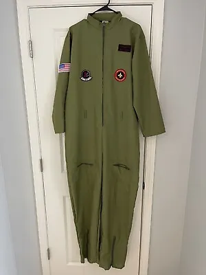 Maverick Top Gun Flight Suit LG Costume Green By Maxim FREE SHIP • $15