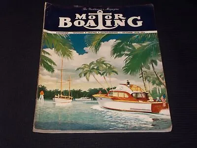 1956 October Motor Boating Magazine Beautful Illustrated Front Cover - E 4374 • $45
