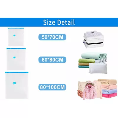 $17.33 • Buy Large Jumbo Vacuum Storage Bags Space Saver Seal Clear Compression Bag Organizer
