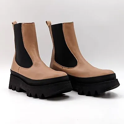 $235 • Buy Paloma Barcelo Women Bianca Platform Leather Tan Chelsea Boots Size 11 US 41 EUR