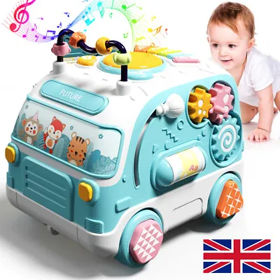 Baby Musical Bus Toys Toddler Activity Cube With Lights & Sounds Rotating Gear • £11.89