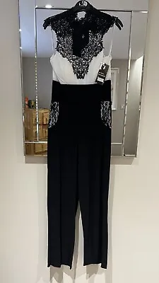 £5.99 • Buy Ladies Stunning Jumpsuit Black With Padded Bra & Lace DetailSize 10 New RRP £45