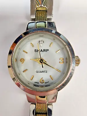 Vintage SHARP Quartz Women's Watch Silver And Gold Tone WORKS MOP Dial • $7.50