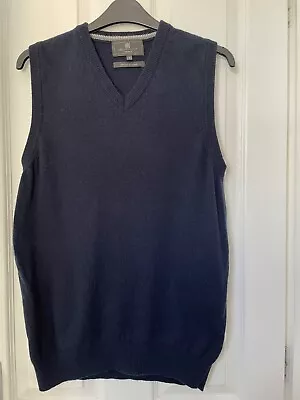 M&S Navy Sleeveless Pullover Extra Fine Lambswool Navy Size S • £1.99