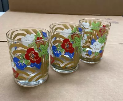 Vintage Cera Floral Glasses - Set Of 3 • $17.99