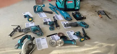 Makita 9 Piece 18V  Combo Tool Kit DLX9008X1 Drill Driver Grinder Ba • $355.16