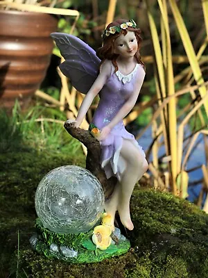 £16.95 • Buy Garden Solar Ornament Cherub Fairy Angel Figurine Colourful Statue 33 Cm Tall
