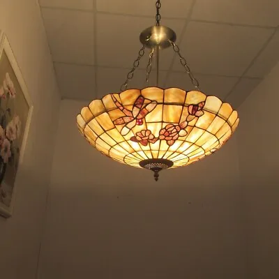 Ceiling Pendant Light Mosaic Tiles Dragonfly 3 Bulb Inverted  20  Lamp Shade • $139.79