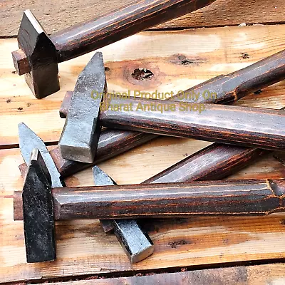 Set Of 5 Black Iron Hammer Blacksmith Wooden Handle Collectible Tools • $116.12