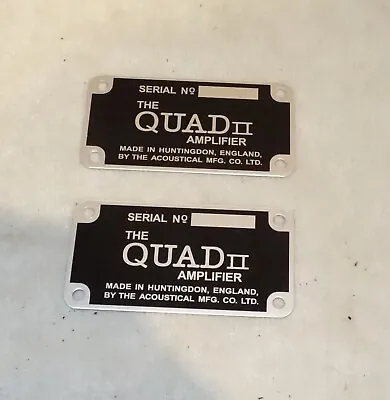 Quad II Amplifier Replacement Name Plate PAIR • $36.41