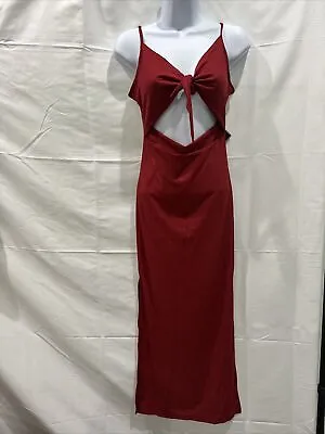 Zaful Women’s Small A-Line Windowpane Cut Out Midi Dress - Red • $14.99
