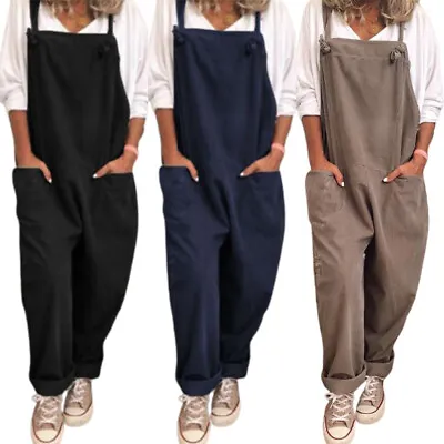 $24.49 • Buy Women Ladies Strappy Loose Dungarees Romper Baggy Overalls Jumpsuit Playsuit New