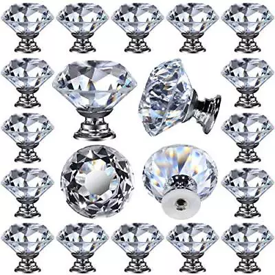 26 Pcs Glass Cabinet Knobs Crystal Drawer Pulls Clear 30 Mm Diamond For  • $25.39