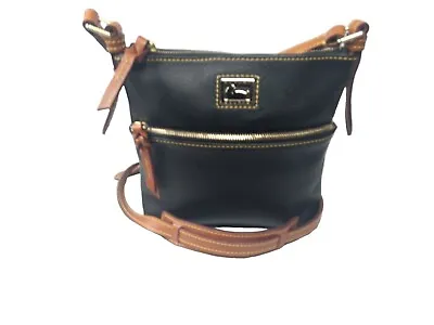 Dooney & Bourke Dillen Letter Carrier Crossbody Bag Taupe Leather Logo Contrast • $65