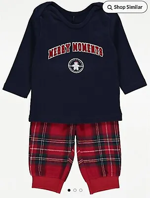 Christmas Navy ‘Merry Moments’ Festive Feels’ Baby Unisex Pyjamas Nightwear • £9.99