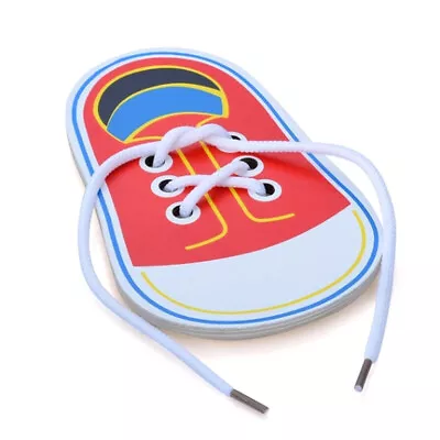 Wooden Lacing Shoe Toy Learn To Tie Laces Montessori Early Teaching Toy For Kids • £5.50