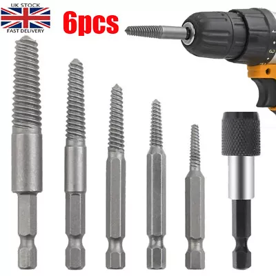 6Pcs Stud Screw Extractor Remover Set Broken Damaged Pipes Bolt Easy Out Tool UK • £5.99