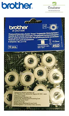 £15.99 • Buy 10 BROTHER PRE WOUND EMBROIDERY BOBBIN THREAD WHITE 60 Weight #60 11.5 Bobbins