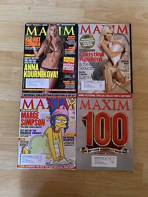 MAXIM Anna Kournikova  Christina Aguilera Marge Simpson  Maxim 100 Lot Of 4 • $50