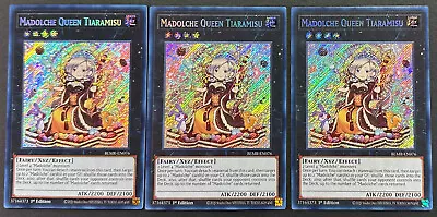 YUGIOH 3x Madolche Queen Tiaramisu BLMR-EN076 Secret Rare 1st Edition NM/Mint • $2.13