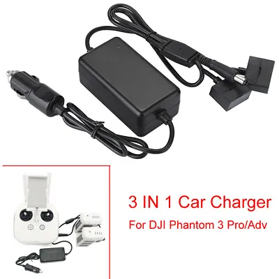 $47.73 • Buy Multi-Battery Car Charger Charging Adapter For DJI Phantom 3 Pro/Advanced/3 SE